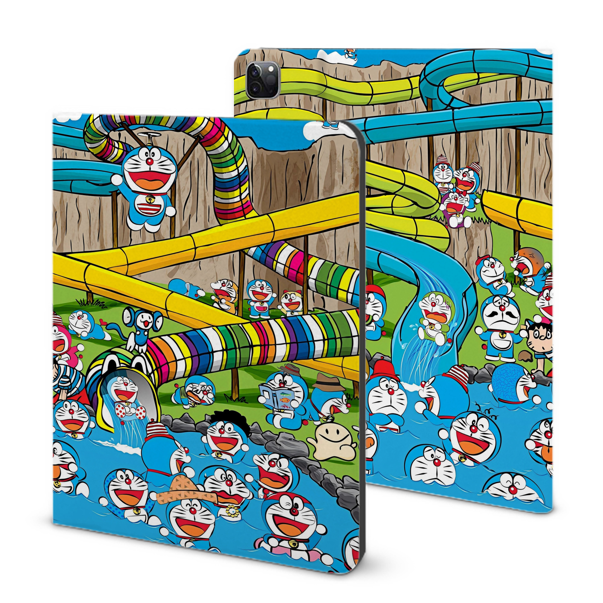 （画像用） ドラえもん Doraemon IPad ケース ブック型 PUレザー TPU 耐衝撃 軽量 薄型 ペン収納なし 全面保護 IPad 各モデル対応